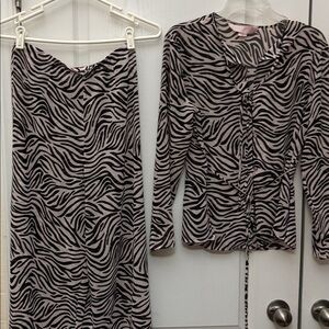 VICTORIA’S SECRET Lingerie Pajama Set Long Sleeve Top/Long Pants Zebra Print S